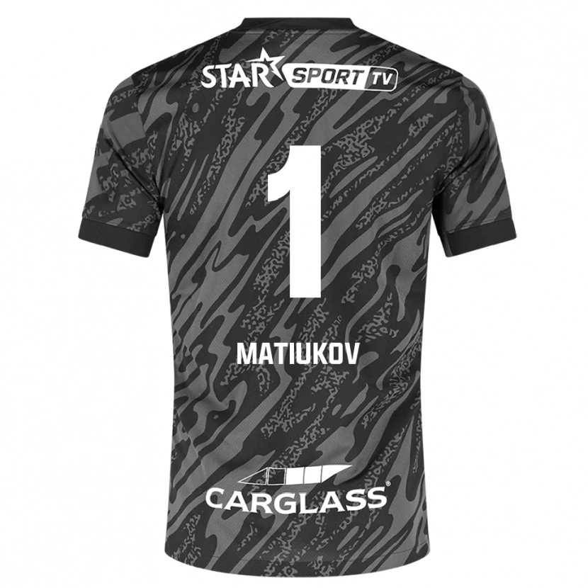 Danxen Criança Platon Matiukov #1 Cinza Escuro Preto Camisola Guarda-Redes 2025/26 Camisa Brasil