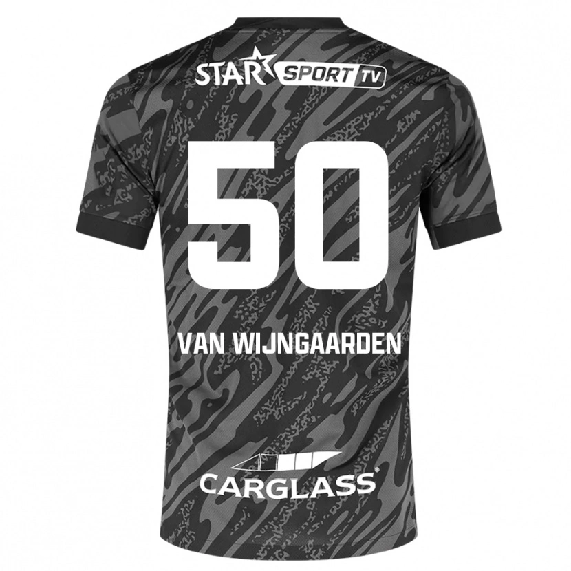 Danxen Criança Maren Van Wijngaarden #50 Cinza Escuro Preto Camisola Guarda-Redes 2025/26 Camisa Brasil