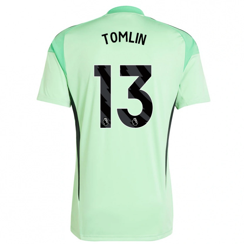 Danxen Criança Jack Tomlin #13 Verde Claro Preto Camisola Guarda-Redes 2025/26 Camisa Brasil