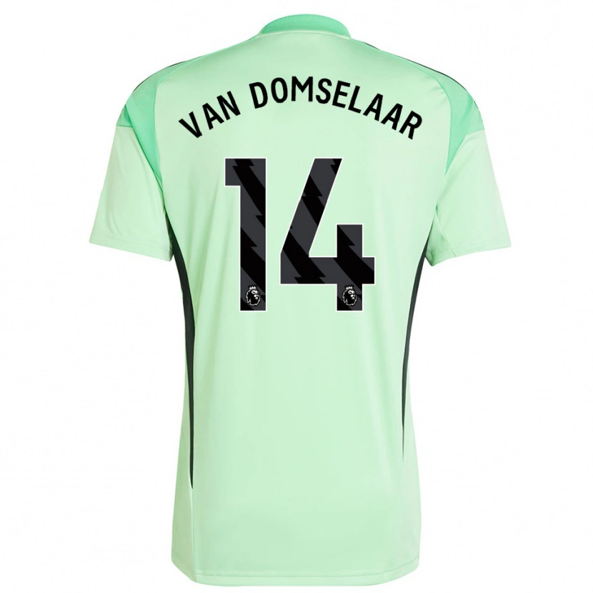 Danxen Criança Daphne Van Domselaar #14 Verde Claro Preto Camisola Guarda-Redes 2025/26 Camisa Brasil