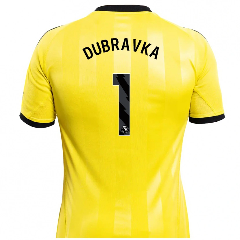 Danxen Criança Martin Dúbravka #1 Amarelo Preto Camisola Guarda-Redes 2025/26 Camisa Brasil