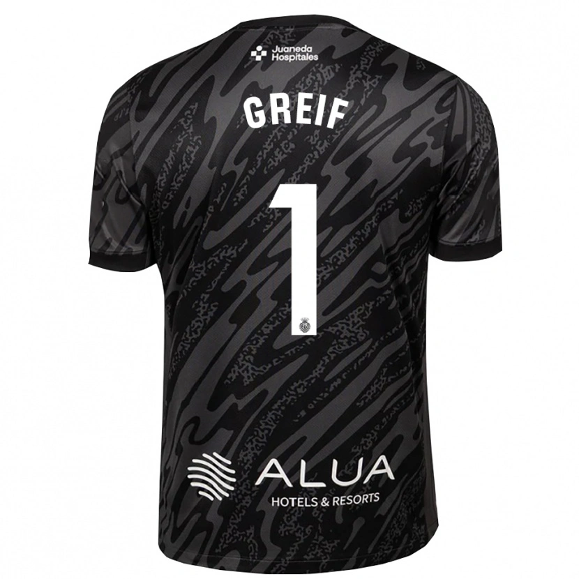 Danxen Criança Dominik Greif #1 Cinza Escuro Preto Camisola Guarda-Redes 2025/26 Camisa Brasil