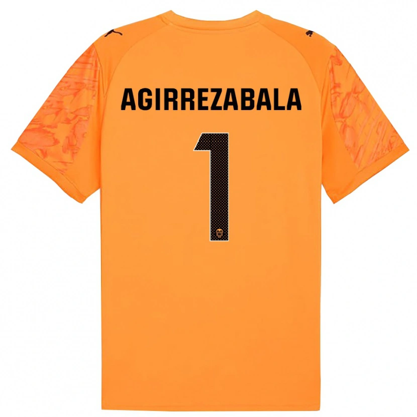 Danxen Criança Julen Agirrezabala #1 Laranja Preto Camisola Guarda-Redes 2025/26 Camisa Brasil