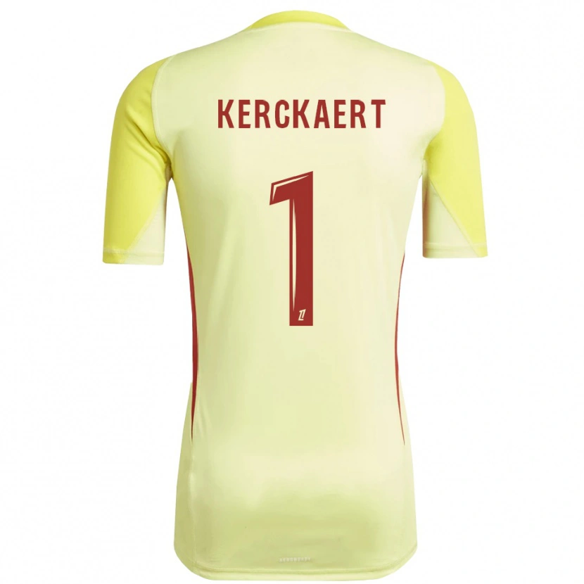 Danxen Criança Gabriel Kerckaert #1 Amarelo Claro Vermelho Camisola Guarda-Redes 2025/26 Camisa Brasil