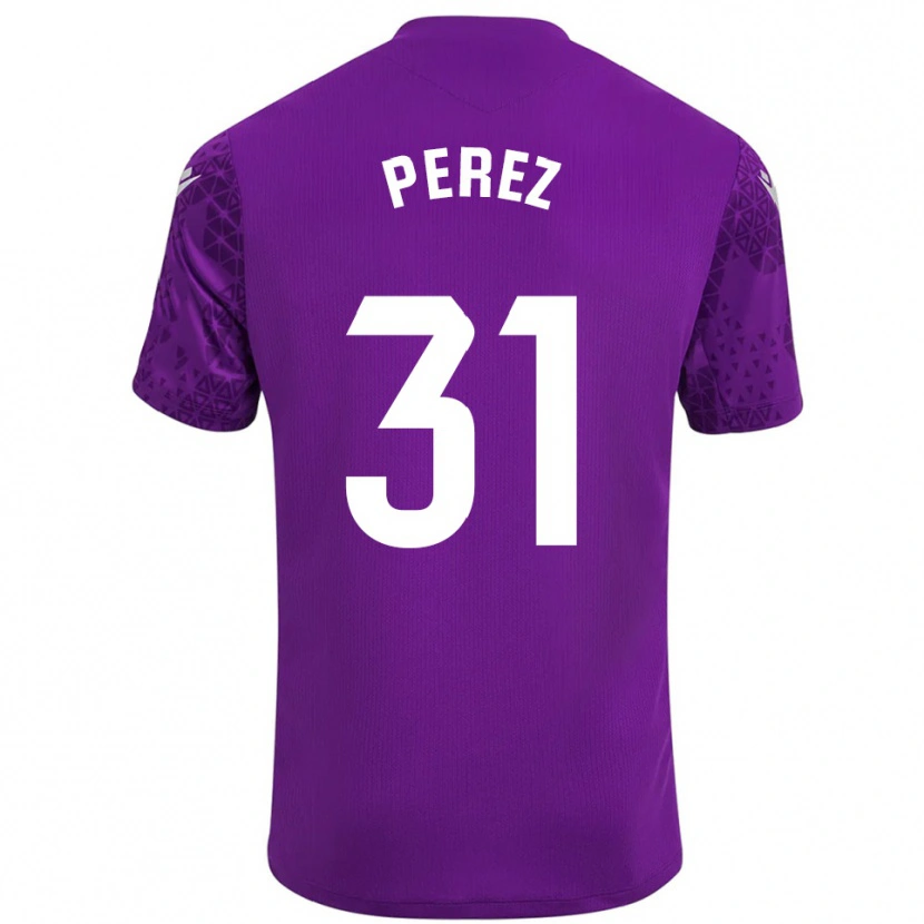 Danxen Criança Ángel Pérez #31 Roxo Escuro Branco Camisola Guarda-Redes 2025/26 Camisa Brasil