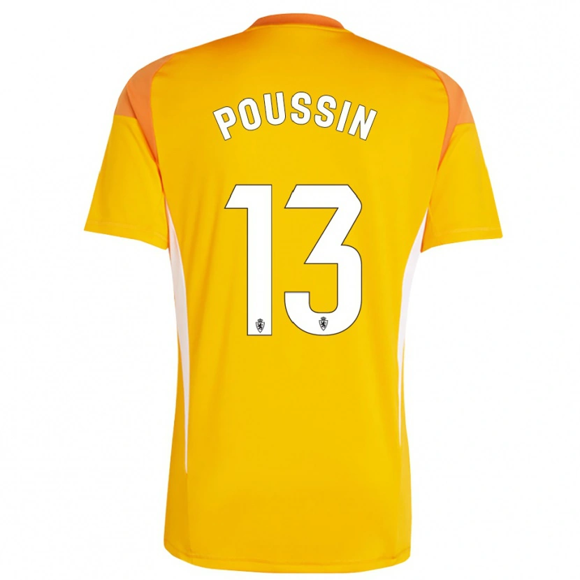 Danxen Criança Gaëtan Poussin #13 Amarelo Laranja Escuro Camisola Guarda-Redes 2025/26 Camisa Brasil