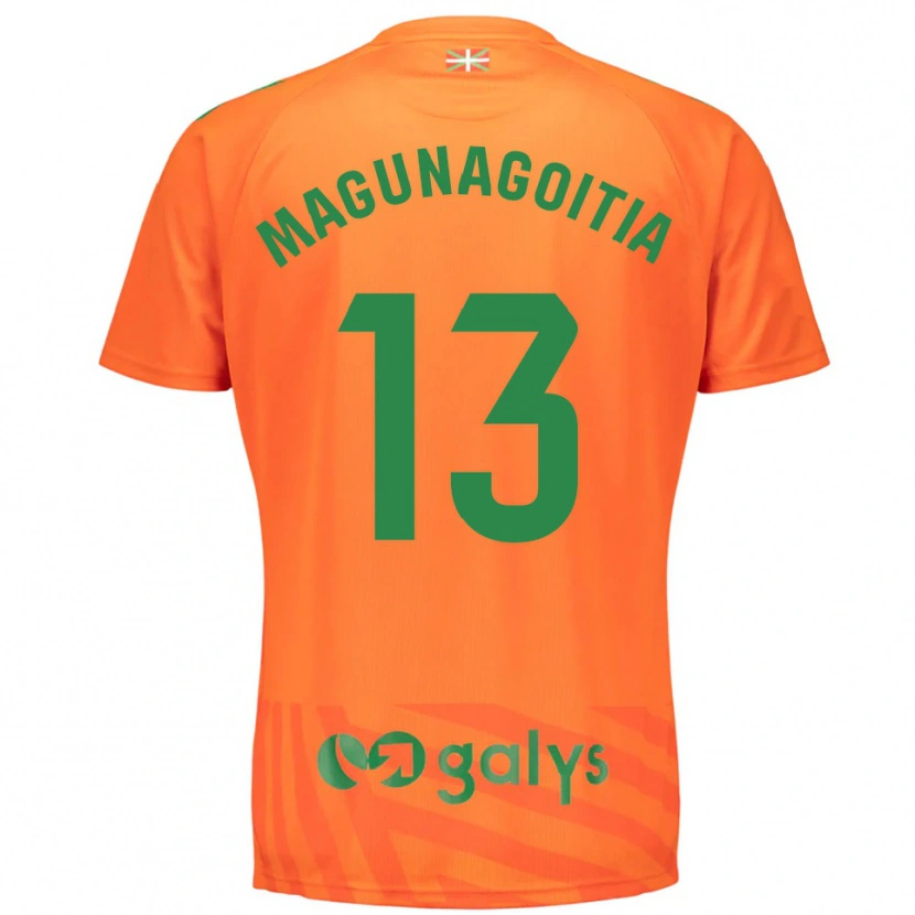 Danxen Criança Jonmi Magunagoitia #13 Laranja Verde Camisola Guarda-Redes 2025/26 Camisa Brasil