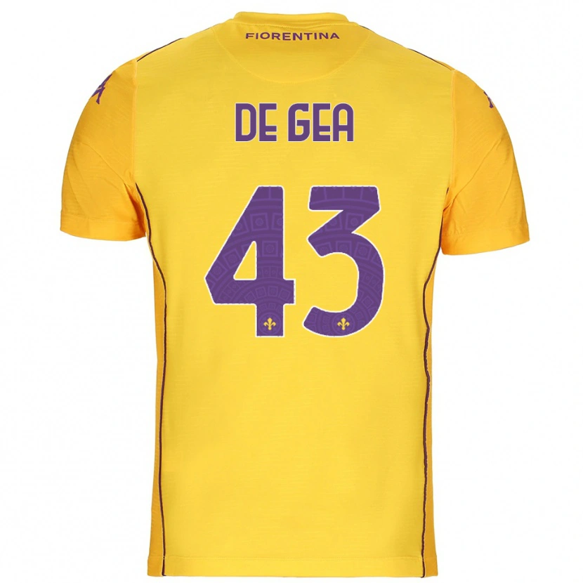Danxen Criança David de Gea #43 Laranja Amarelo Roxo Camisola Guarda-Redes 2025/26 Camisa Brasil