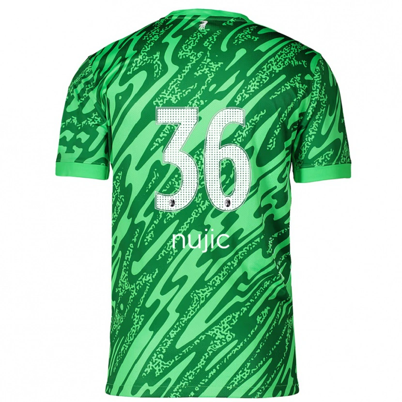 Danxen Criança Luka Nujic #36 Branco Verde Camisola Guarda-Redes 2025/26 Camisa Brasil