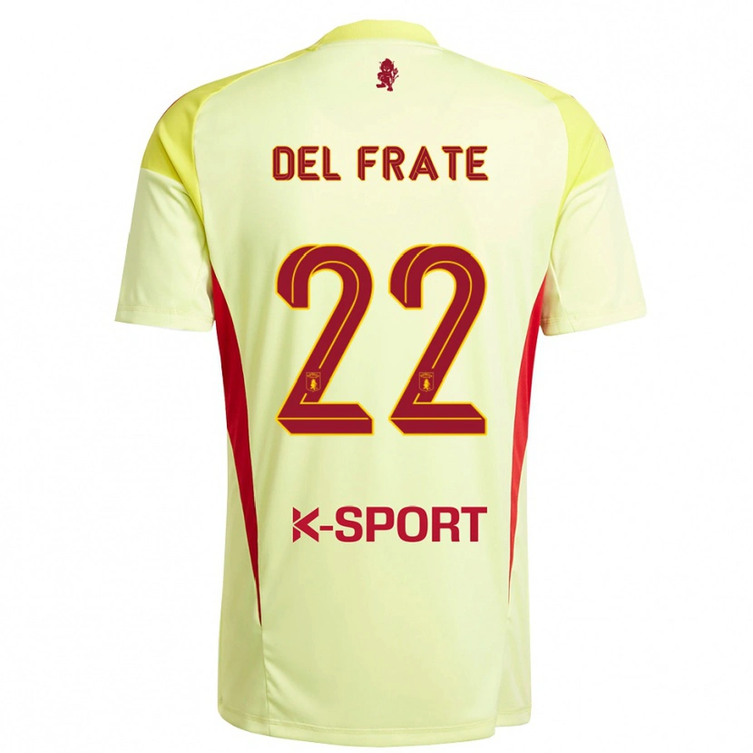 Danxen Criança Federico Del Frate #22 Amarelo Claro Vermelho Camisola Guarda-Redes 2025/26 Camisa Brasil