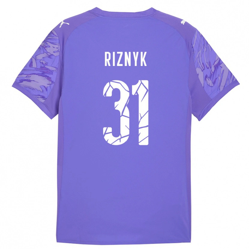 Danxen Criança Dmytro Riznyk #31 Roxo Lilás Camisola Guarda-Redes 2025/26 Camisa Brasil