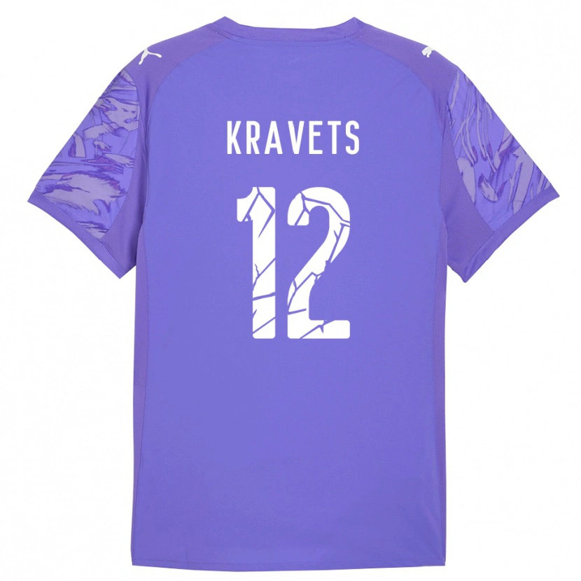 Danxen Criança Vladyslav Kravets #12 Roxo Lilás Camisola Guarda-Redes 2025/26 Camisa Brasil