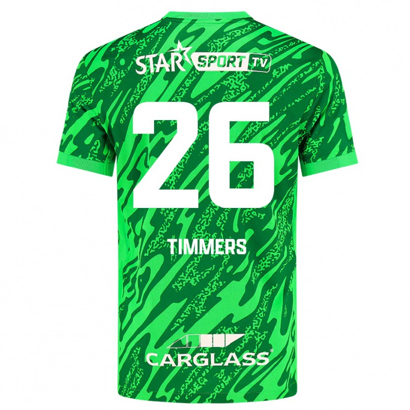 Danxen Criança Sebastiaan Timmers #26 Verde Escuro Branco Camisola Guarda-Redes 2025/26 Camisa Brasil