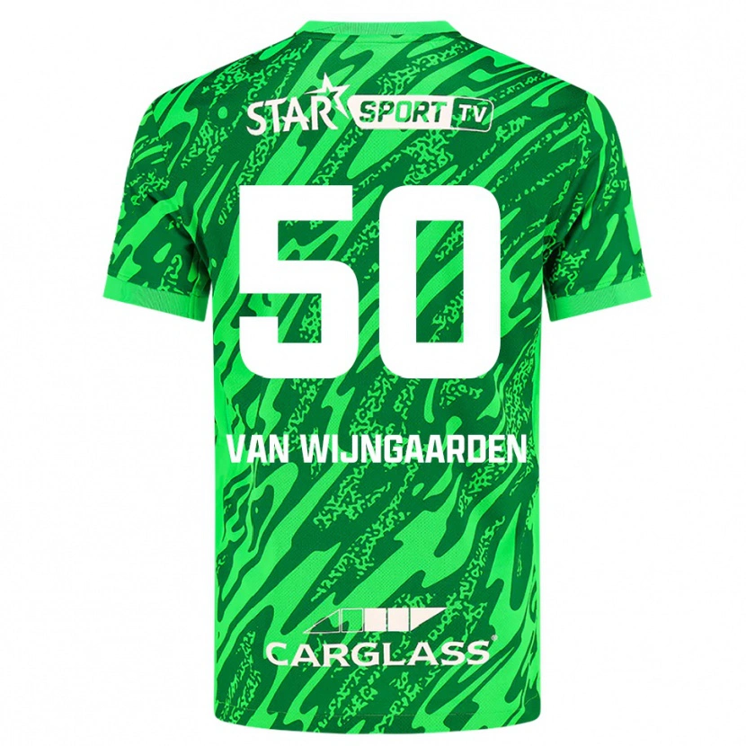 Danxen Criança Maren Van Wijngaarden #50 Verde Escuro Branco Camisola Guarda-Redes 2025/26 Camisa Brasil