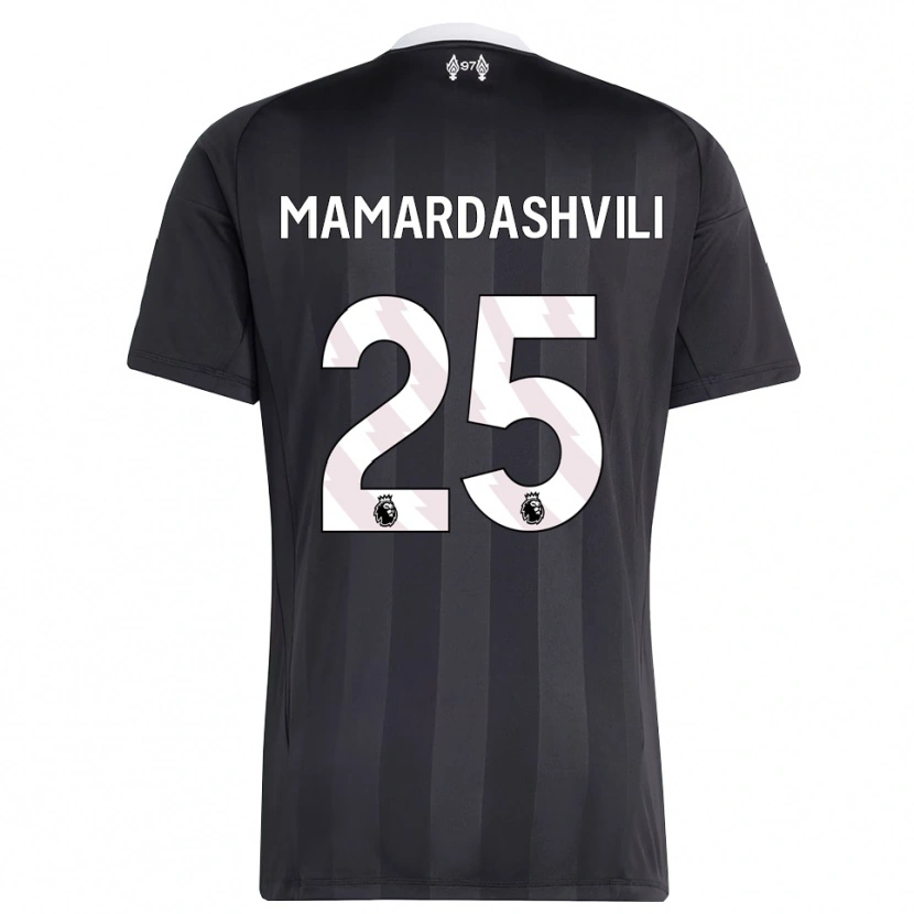 Danxen Criança Giorgi Mamardashvili #25 Preto Branco Camisola Guarda-Redes 2025/26 Camisa Brasil