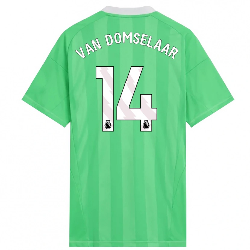 Danxen Criança Daphne Van Domselaar #14 Verde Claro Branco Camisola Guarda-Redes 2025/26 Camisa Brasil