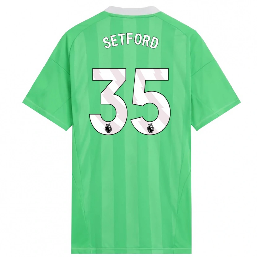 Danxen Criança Tommy Setford #35 Verde Claro Branco Camisola Guarda-Redes 2025/26 Camisa Brasil