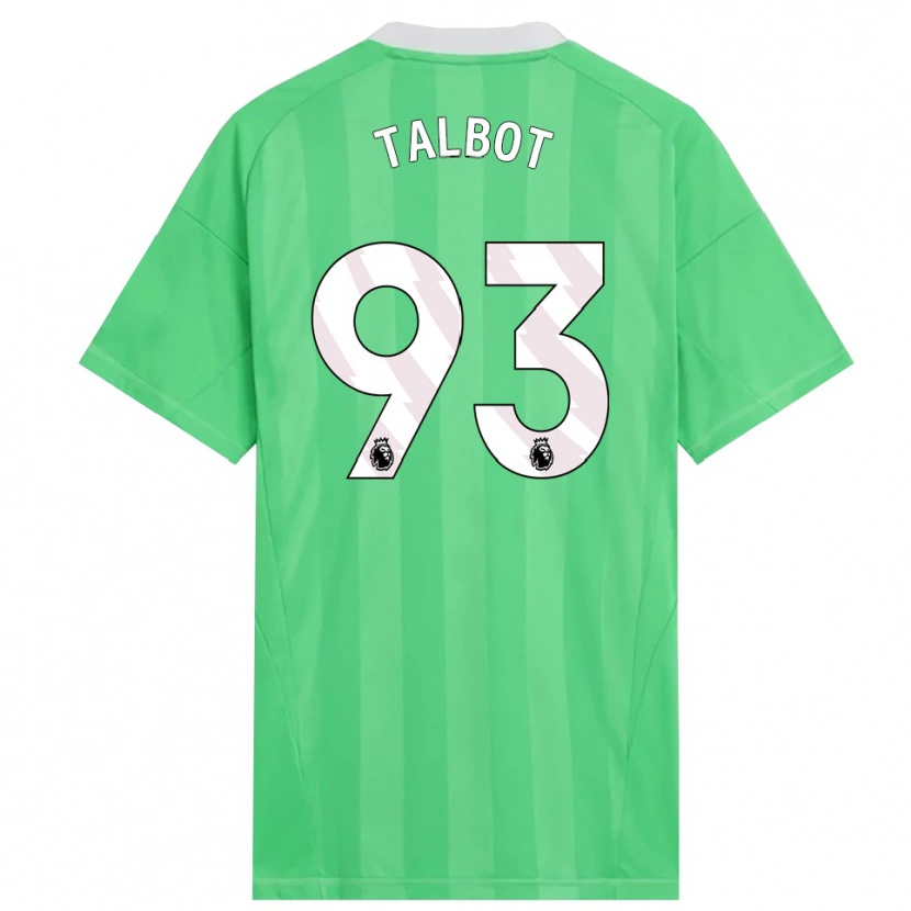 Danxen Criança Jack Talbot #93 Verde Claro Branco Camisola Guarda-Redes 2025/26 Camisa Brasil