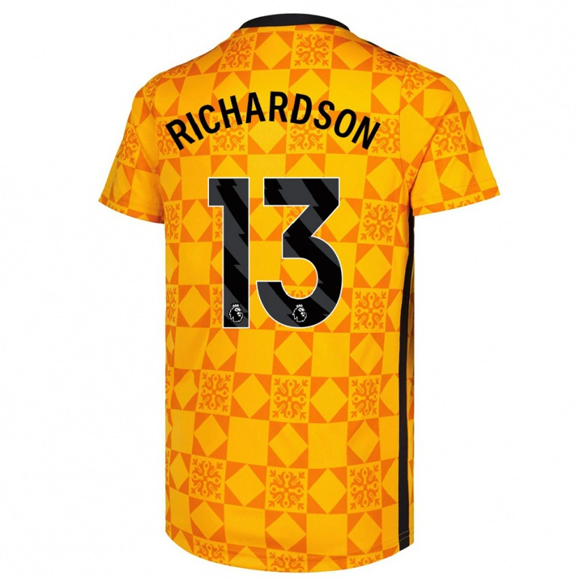 Danxen Criança Adam Richardson #13 Amarelo Preto Camisola Guarda-Redes 2025/26 Camisa Brasil