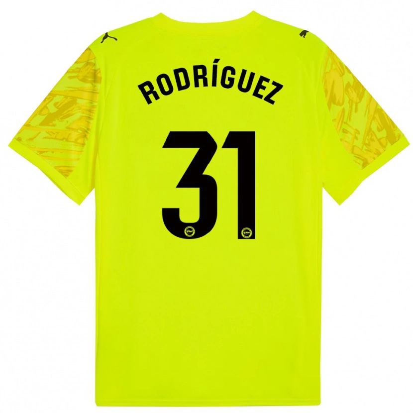 Danxen Criança Adrián Rodríguez #31 Amarelo Preto Camisola Guarda-Redes 2025/26 Camisa Brasil
