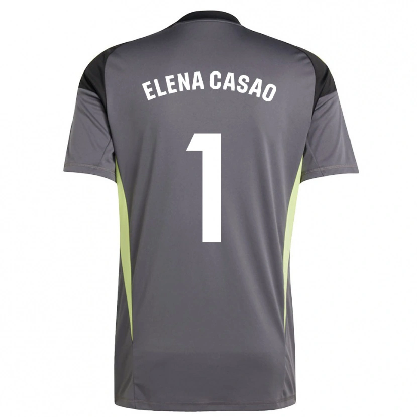 Danxen Criança Elena Casao López #1 Cinza Escuro Preto Camisola Guarda-Redes 2025/26 Camisa Brasil