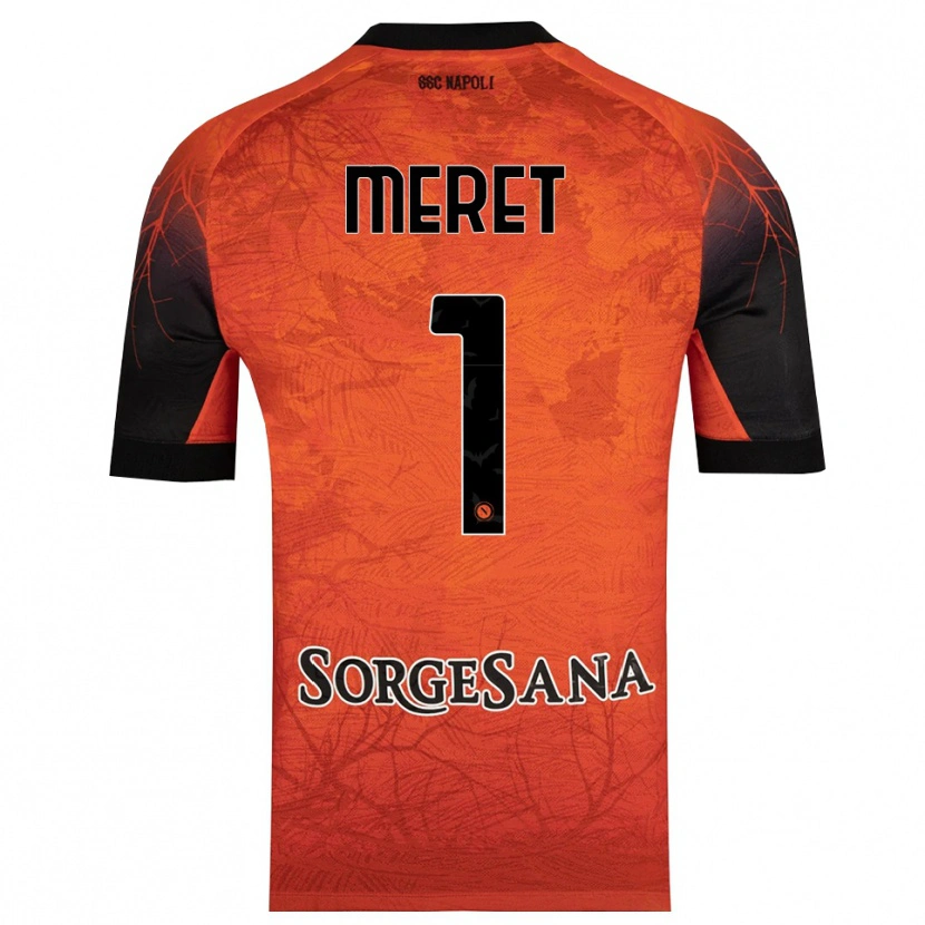 Danxen Criança Alex Meret #1 Preto Vermelho Laranja Camisola Guarda-Redes 2025/26 Camisa Brasil