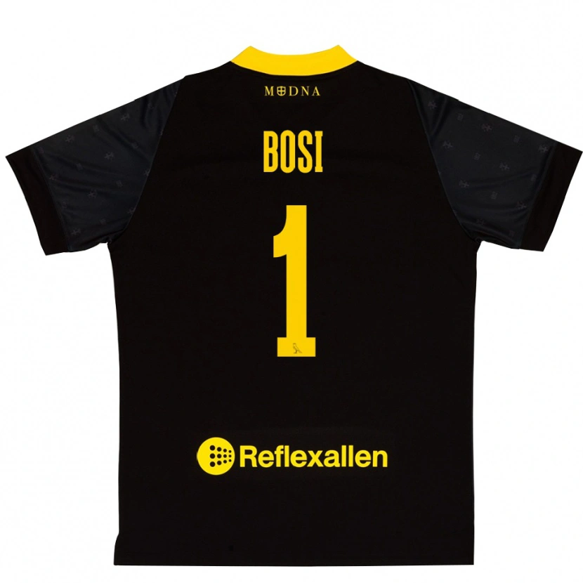 Danxen Criança Matteo Bosi #1 Preto Amarelo Camisola Guarda-Redes 2025/26 Camisa Brasil