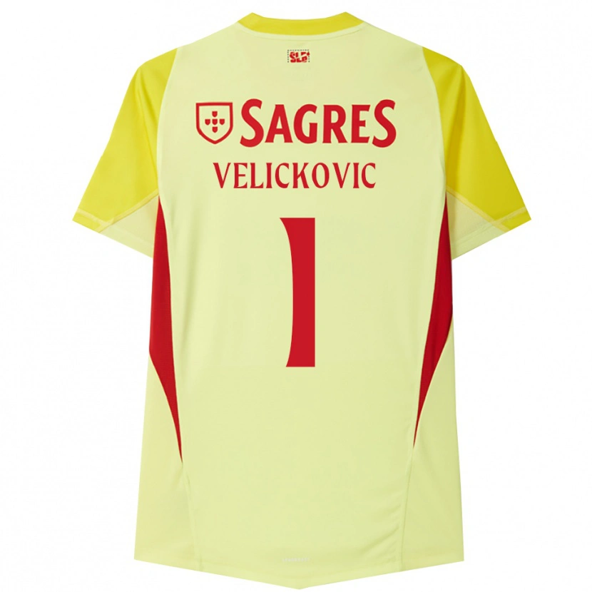 Danxen Homem Luka Veličković #1 Amarelo Vermelho Camisola Guarda-Redes 2025/26 Camisa Brasil