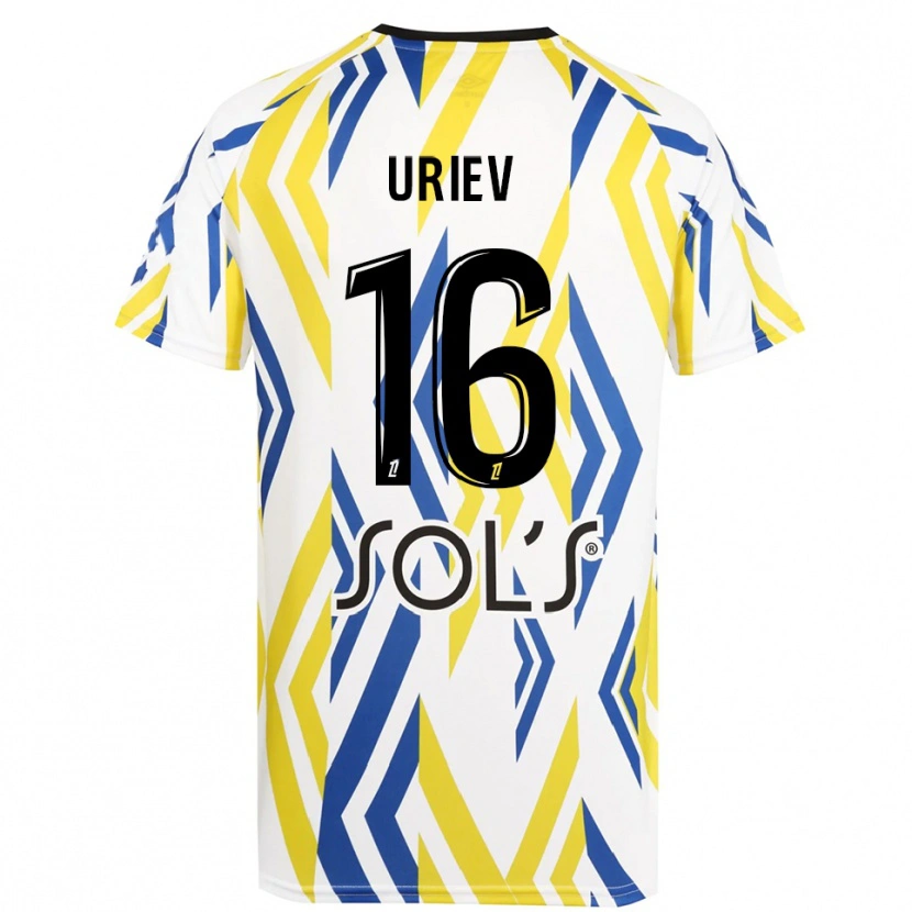 Danxen Homem Alan Uriev #16 Branco Vermelho Azul Camisola Guarda-Redes 2025/26 Camisa Brasil