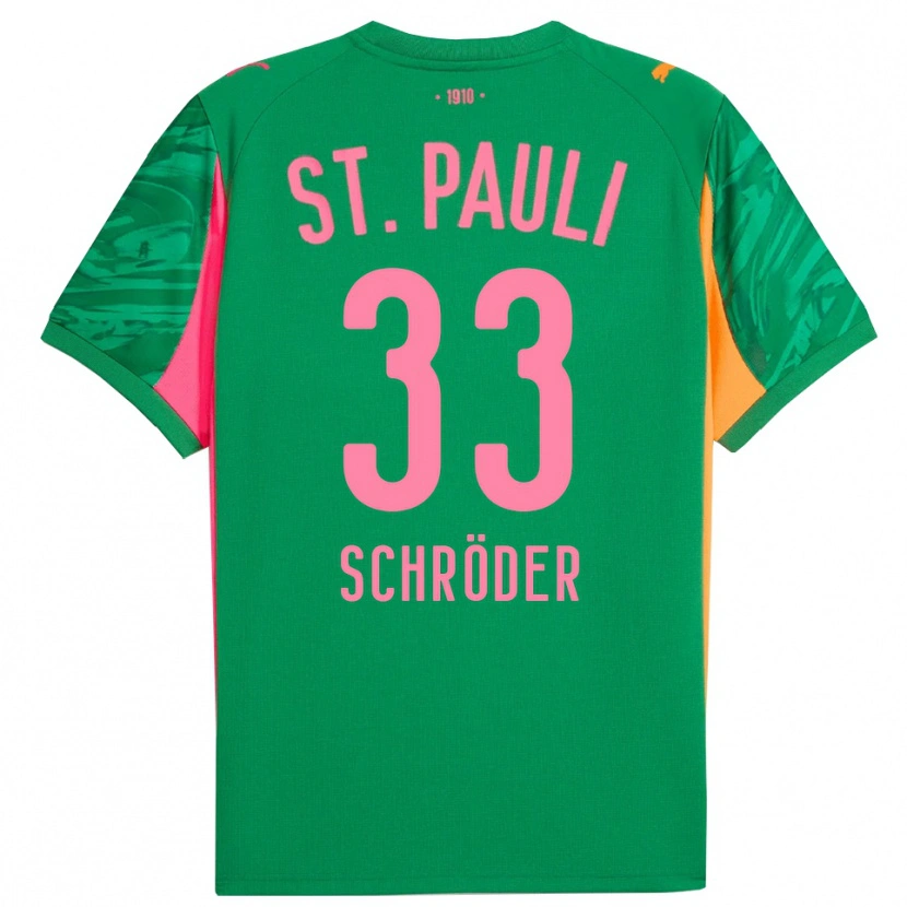 Danxen Homem Lennard Schröder #33 Rosa Laranja Verde Camisola Guarda-Redes 2025/26 Camisa Brasil