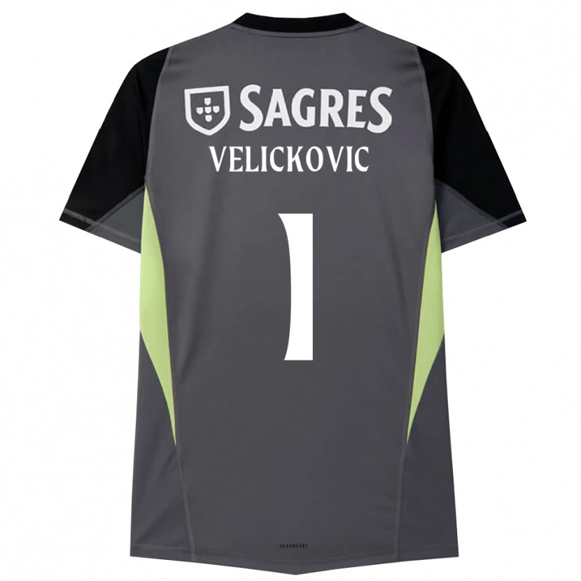 Danxen Homem Luka Veličković #1 Cinza Escuro Preto Camisola Guarda-Redes 2025/26 Camisa Brasil