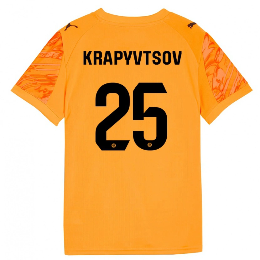 Danxen Homem Vladyslav Krapyvtsov #25 Laranja Preto Camisola Guarda-Redes 2025/26 Camisa Brasil