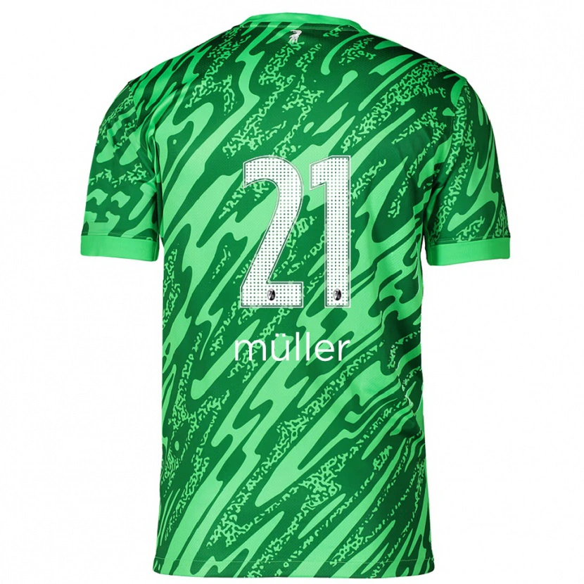 Danxen Homem Florian Müller #21 Branco Verde Camisola Guarda-Redes 2025/26 Camisa Brasil