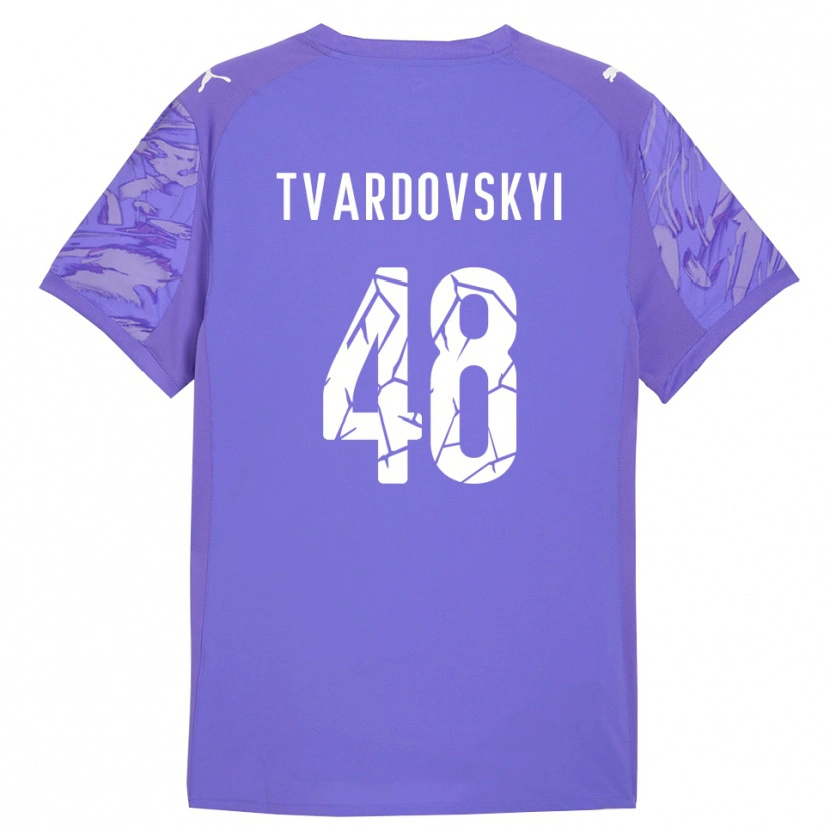 Danxen Homem Denys Tvardovskyi #48 Roxo Lilás Camisola Guarda-Redes 2025/26 Camisa Brasil