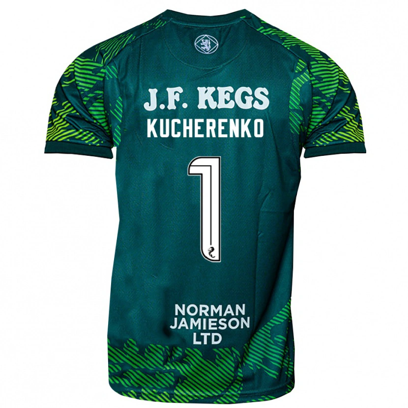 Danxen Homem Yevgeniy Kucherenko #1 Verde Branco Camisola Guarda-Redes 2025/26 Camisa Brasil