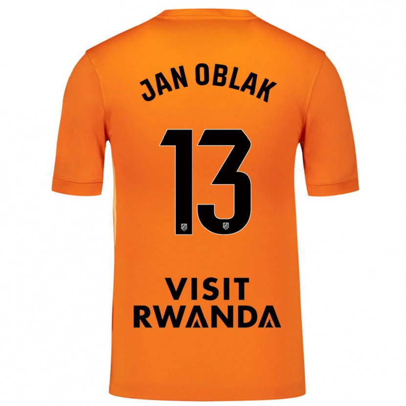 Danxen Homem Jan Oblak #13 Laranja Preto Camisola Guarda-Redes 2025/26 Camisa Brasil