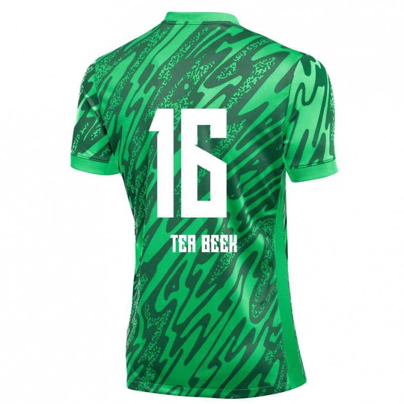 Danxen Mulher Kai ter Beek #16 Verde Branco Camisola Guarda-Redes 2025/26 Camisa Brasil
