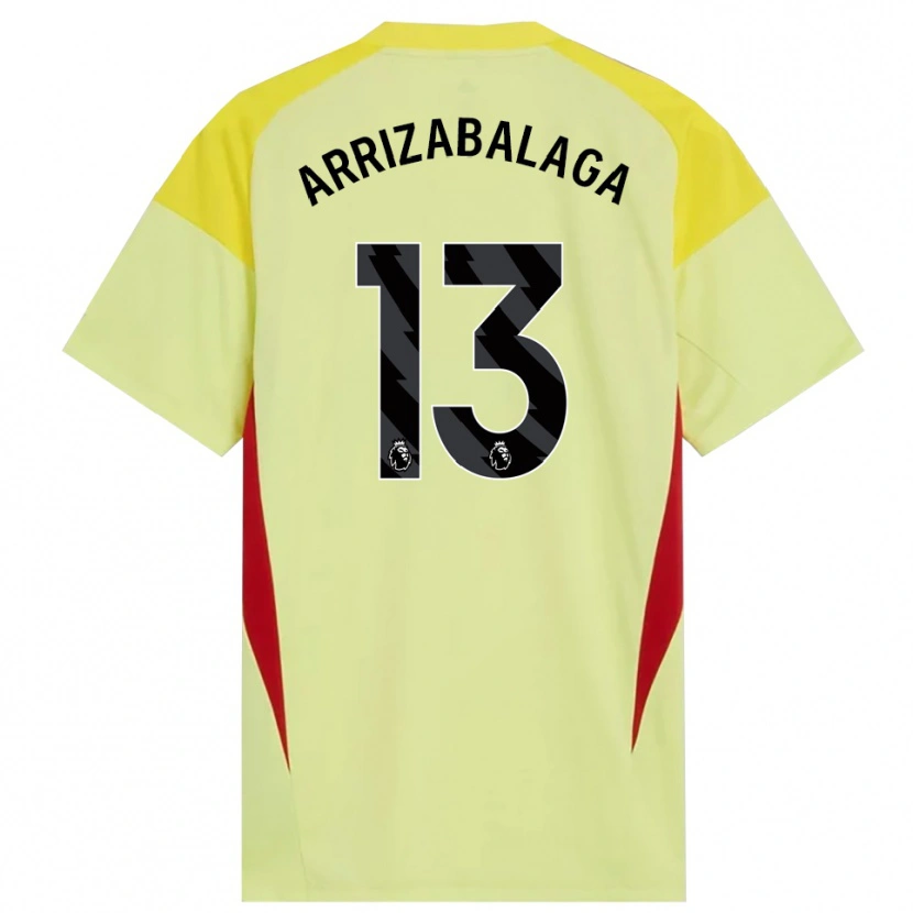 Danxen Mulher Kepa Arrizabalaga #13 Amarelo Vermelho Preto Camisola Guarda-Redes 2025/26 Camisa Brasil