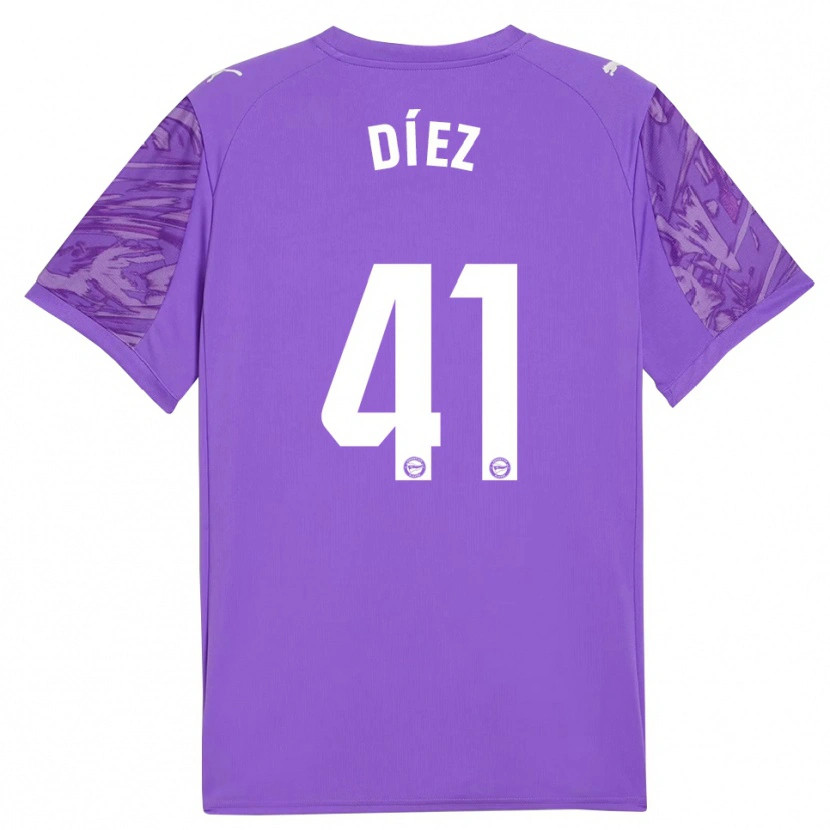 Danxen Mulher Victor Díez #41 Roxo Branco Camisola Guarda-Redes 2025/26 Camisa Brasil