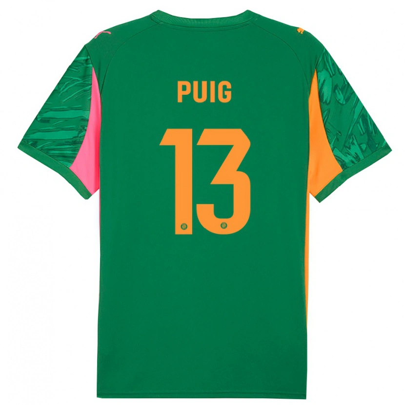 Danxen Mulher Sergi Puig #13 Verde Laranja Camisola Guarda-Redes 2025/26 Camisa Brasil