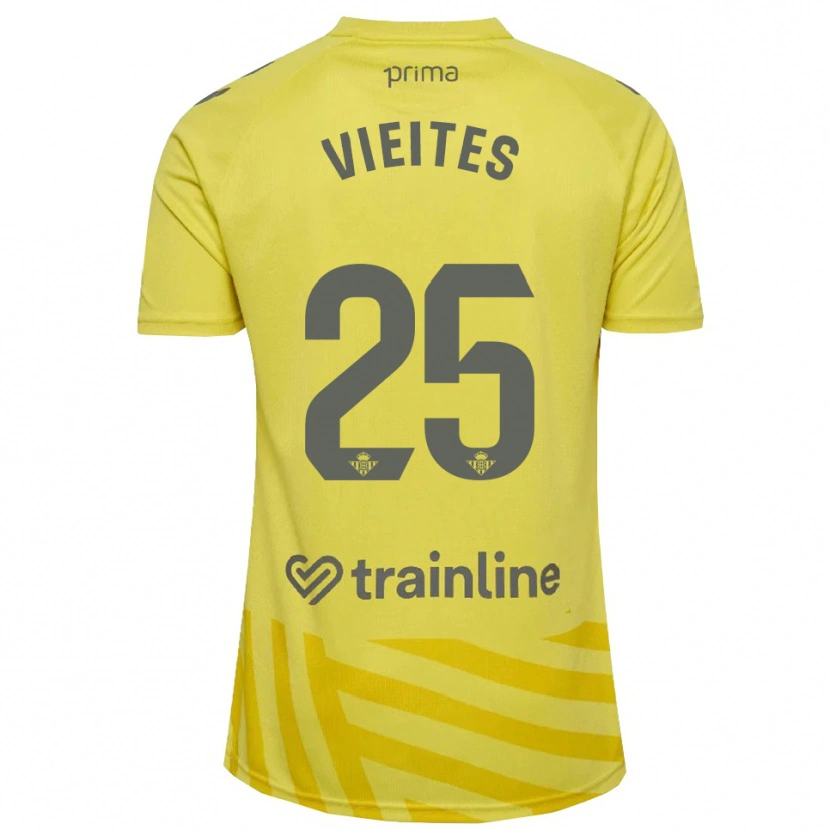 Danxen Mulher Fran Vieites #25 Amarelo Cinza Camisola Guarda-Redes 2025/26 Camisa Brasil