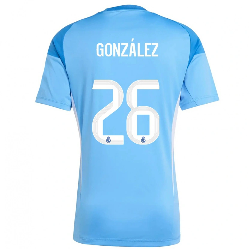 Danxen Mulher Fran González #26 Azul Céu Branco Camisola Guarda-Redes 2025/26 Camisa Brasil