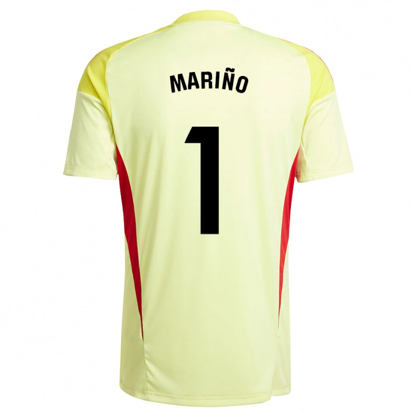 Danxen Mulher Diego Mariño #1 Amarelo Claro Vermelho Camisola Guarda-Redes 2025/26 Camisa Brasil