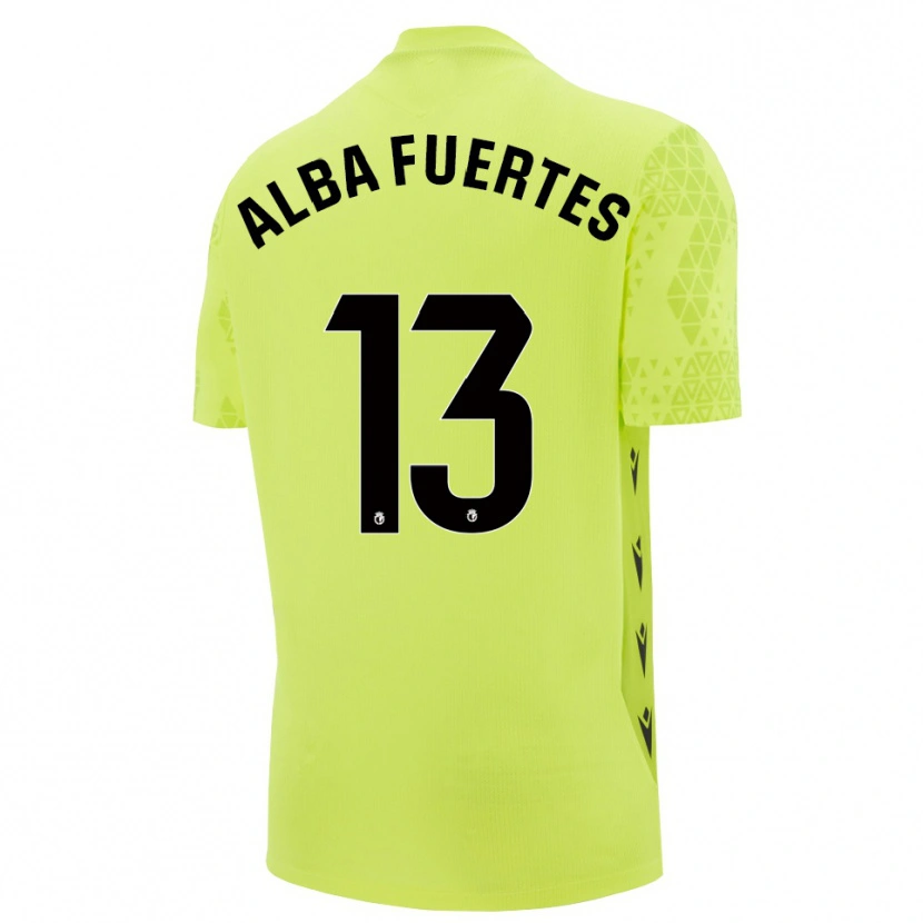 Danxen Mulher Alba Fuertes #13 Verde Amarelo Preto Camisola Guarda-Redes 2025/26 Camisa Brasil
