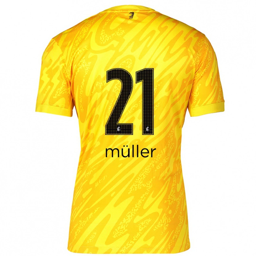 Danxen Mulher Florian Müller #21 Preto Amarelo Camisola Guarda-Redes 2025/26 Camisa Brasil