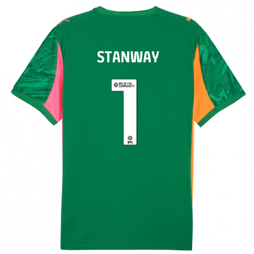 Danxen Mulher Wyll Stanway #1 Verde Rosa Camisola Guarda-Redes 2025/26 Camisa Brasil