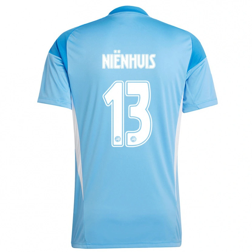 Danxen Mulher Lois Niënhuis #13 Azul Claro Branco Camisola Guarda-Redes 2025/26 Camisa Brasil