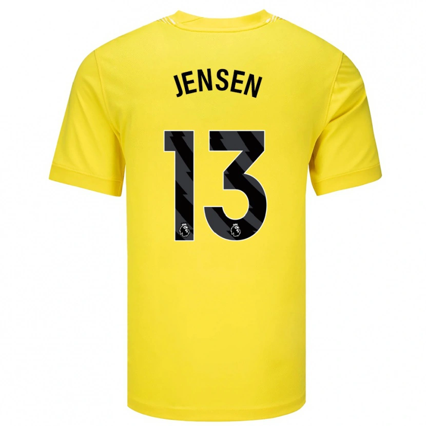 Danxen Mulher Sebastian Jensen #13 Amarelo Preto Camisola Guarda-Redes 2025/26 Camisa Brasil