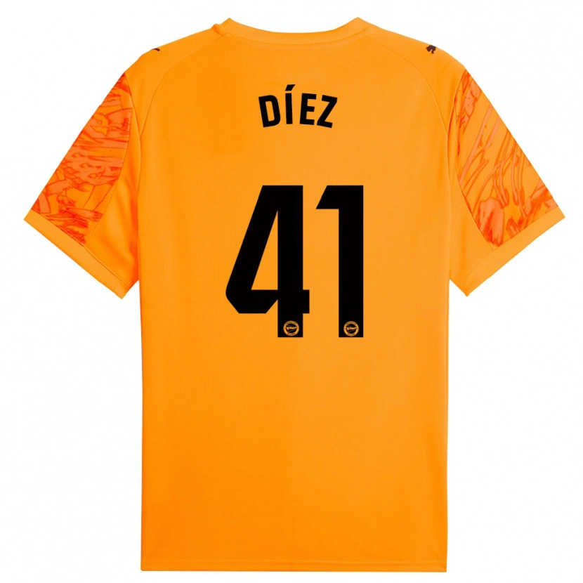 Danxen Mulher Victor Díez #41 Laranja Preto Camisola Guarda-Redes 2025/26 Camisa Brasil
