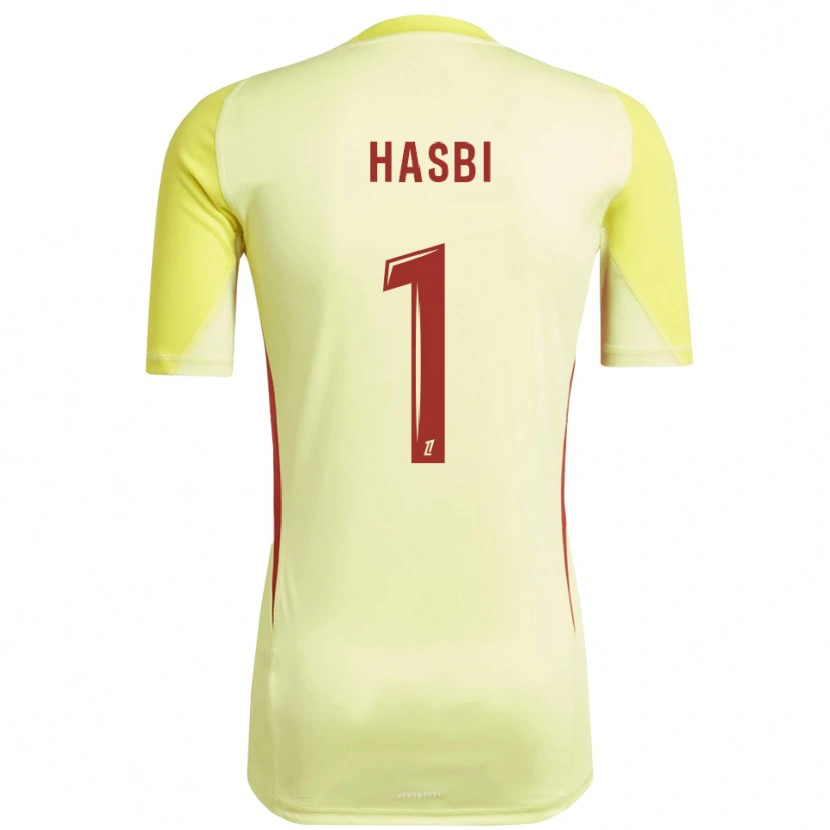 Danxen Mulher Walid Hasbi #1 Amarelo Claro Vermelho Camisola Guarda-Redes 2025/26 Camisa Brasil